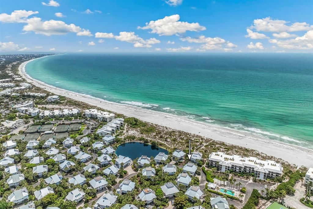 Aerial view of the coastal portion of the Boca Grande Club community