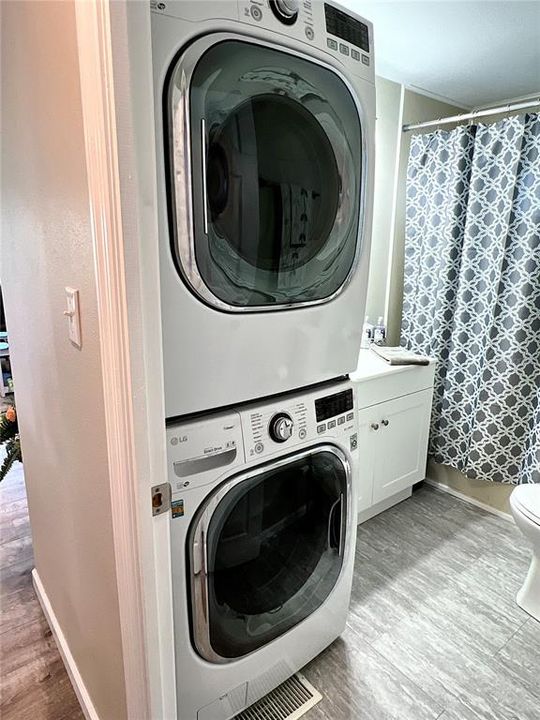 Full sized washer and dryer inside