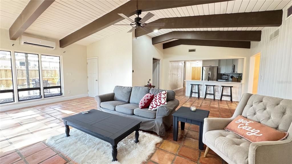 Vaulted, wood beam ceilings