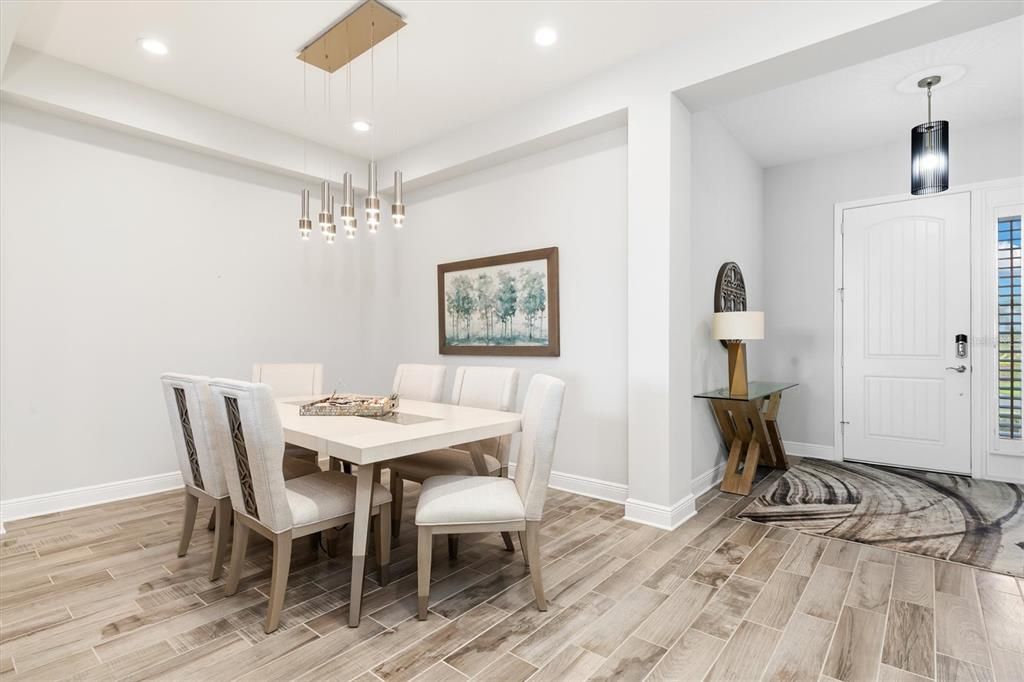 Dining room with front entry way