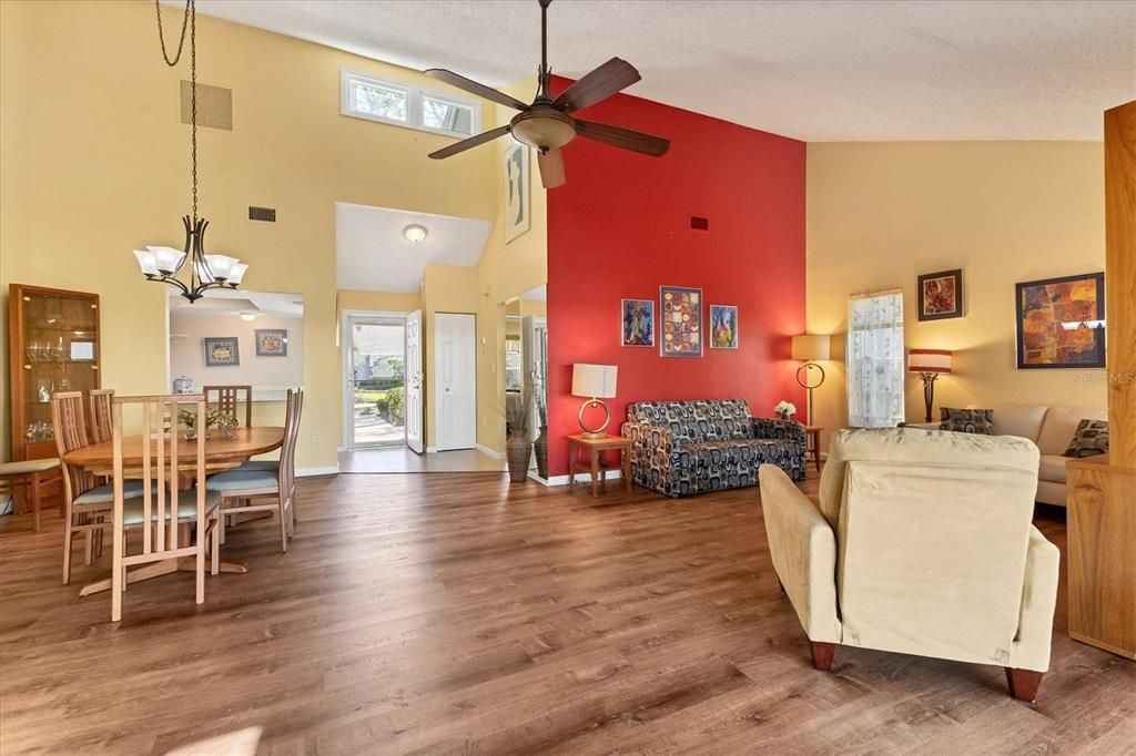 Dining/Living room; soaring vaulted ceilings