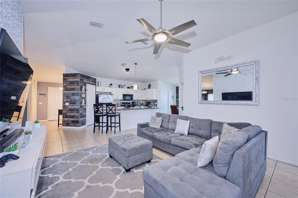 Family room is open to the kitchen.