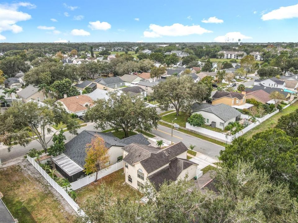 Arial View of Back Yard and Neighborhood