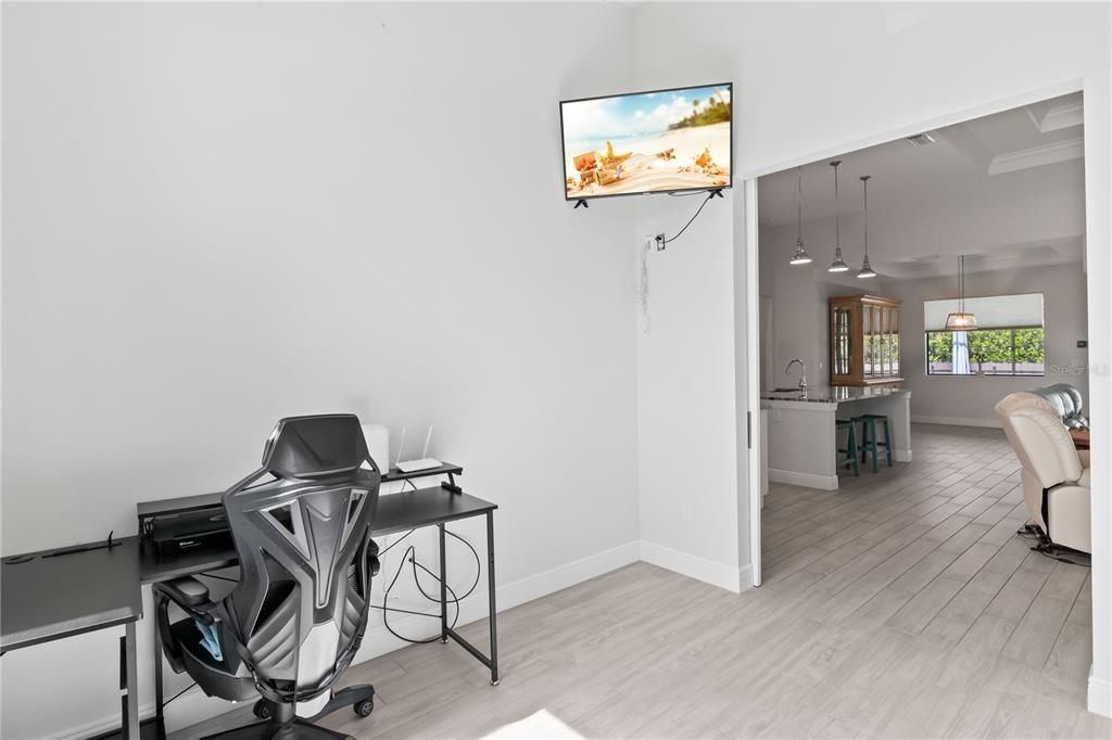 Another view, the office, which features double barn doors out to the main living area.