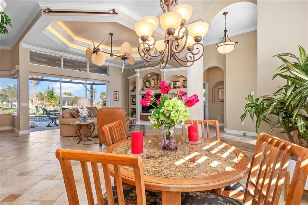 Beautiful Travertine flooring with plantation shutters