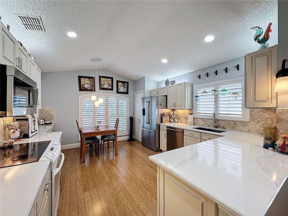 Quartz countertops  and stainless steel sink