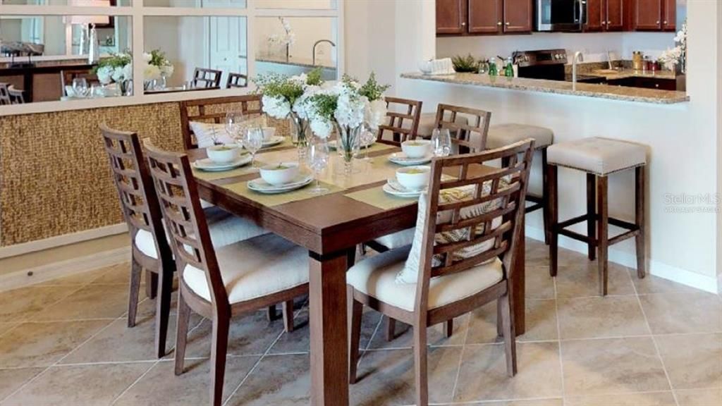 Dining area virtually staged