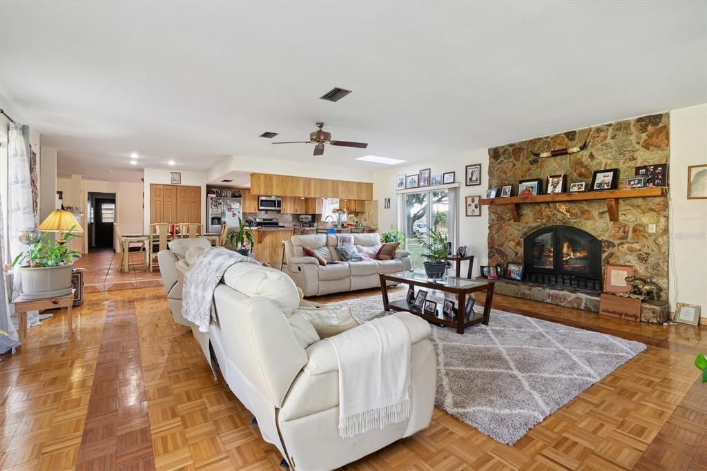 Family room/kitchen combo with gas fireplace