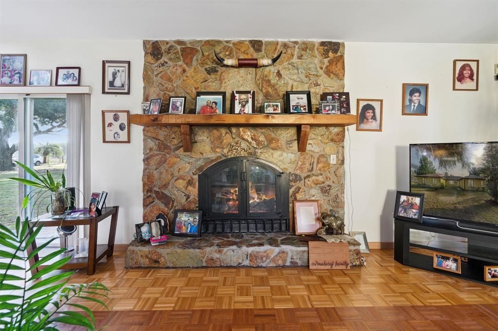 Gas fireplace in the family room