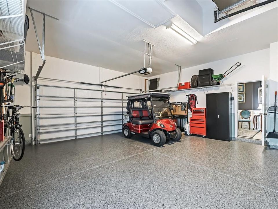 2 Car Garage w/Epoxy floor & newer outside entry door