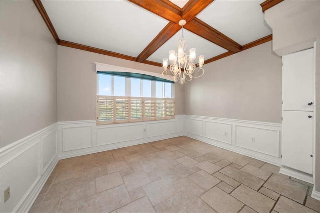 Dining Room with coffered ceiling