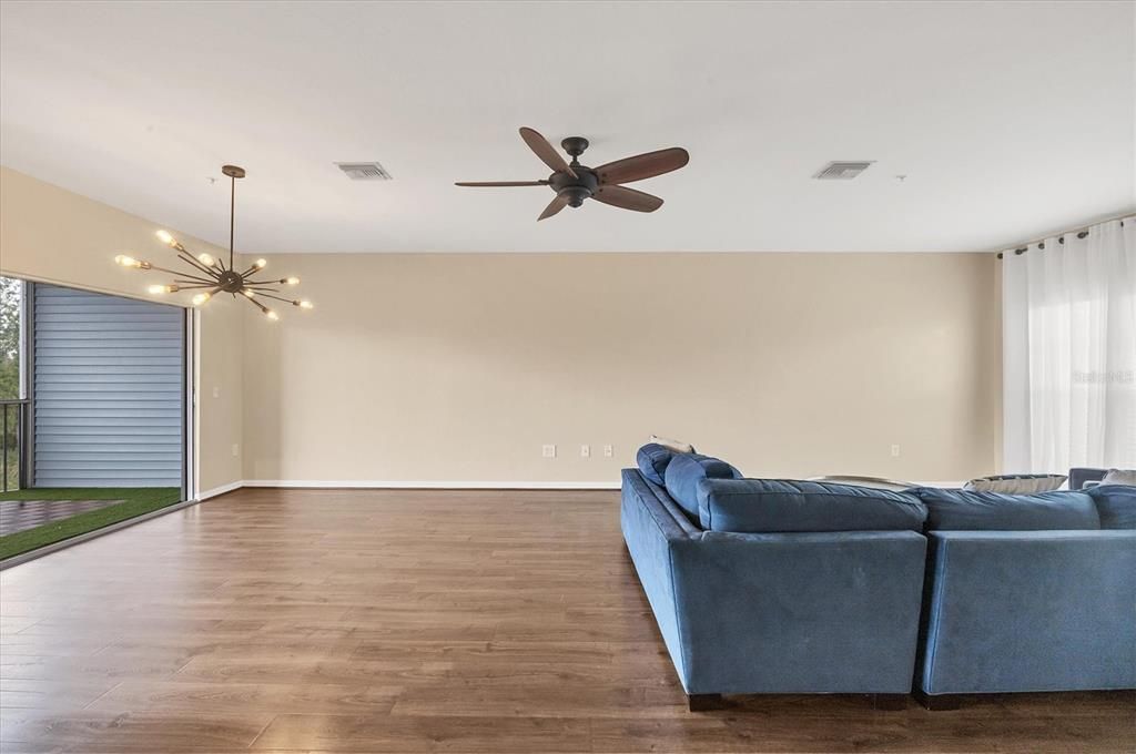 Open floor plan living and dining room with miles of view!