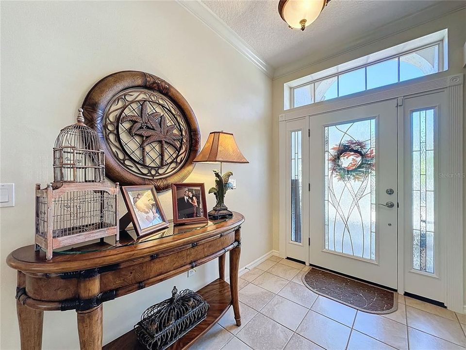 Leaded glass entry door