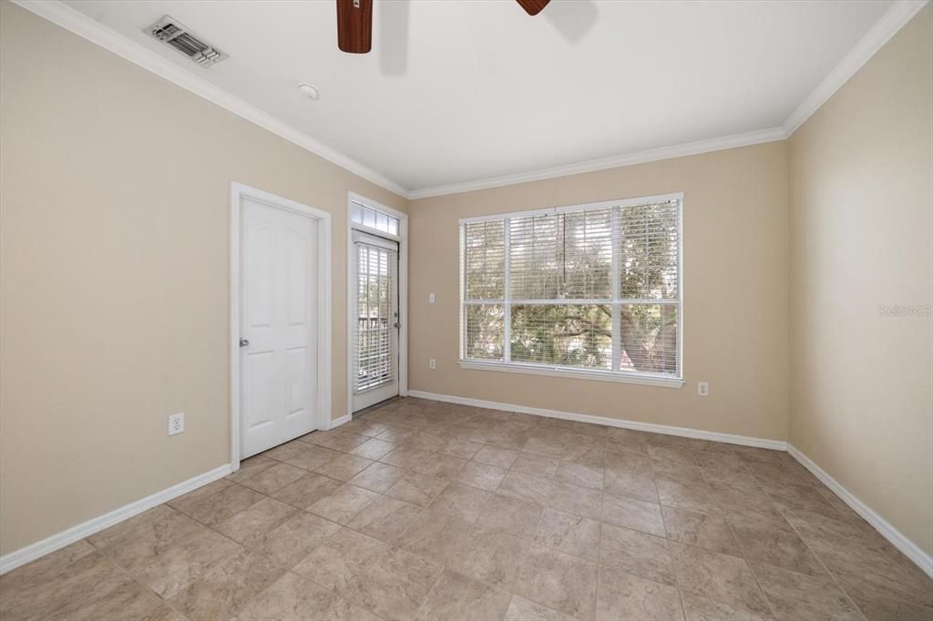 Living area with french door to the patio!