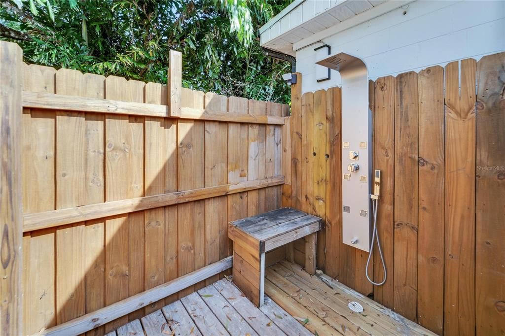 Outdoor shower.