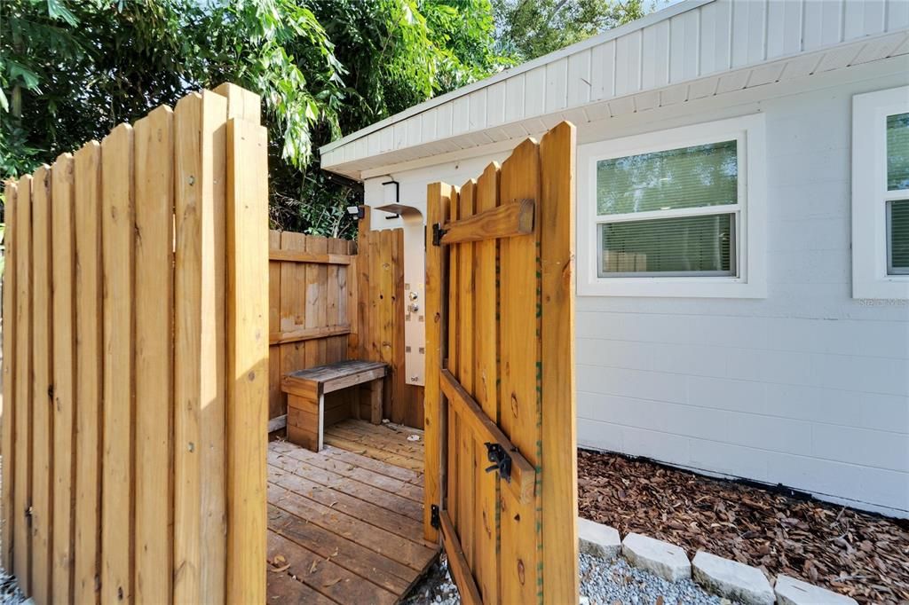 outdoor shower.