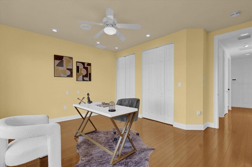 Bedroom 2 - staged as office. First Floor