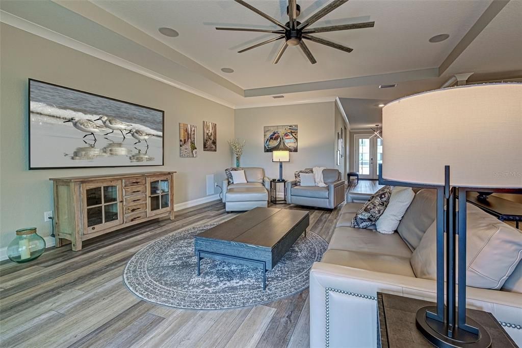 Home comes partially furnished with high quality furniture - ask for the extensive furniture list.  Plantation shutters, 8 foot doors and 5 inch baseboards are just a few more of the many upgrades.