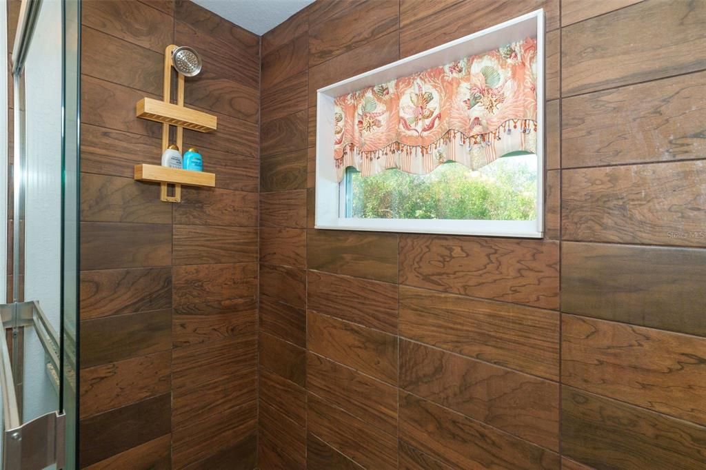 Porcelain tiled walk-in shower