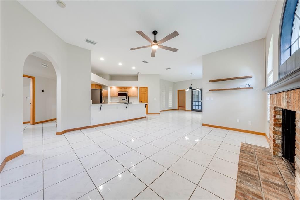 Family Room, Dining Room & Kitchen