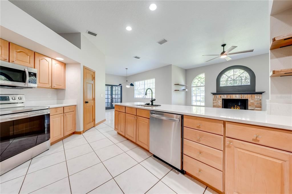 Kitchen Overlooking Dining & Family Rooms