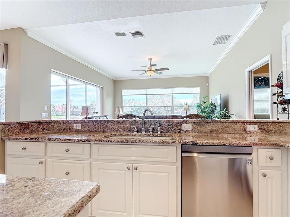 Kitchen opens to family room