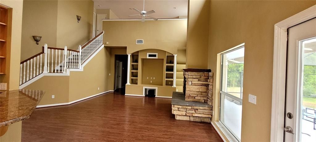 Family room with fireplace