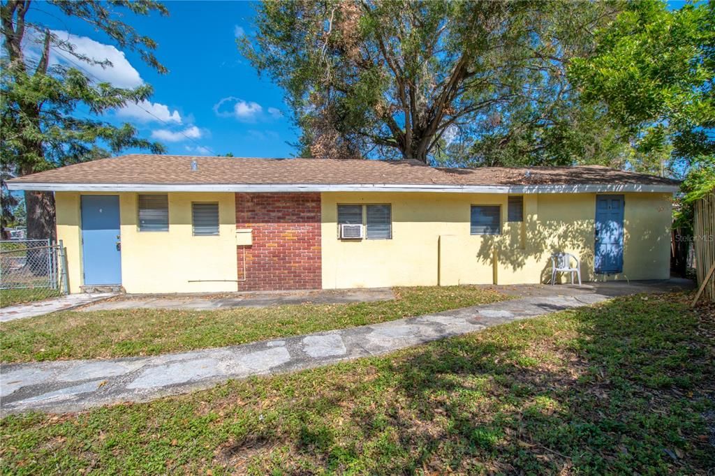 Front view of the duplex. Unit A on the left, Unit B on the right