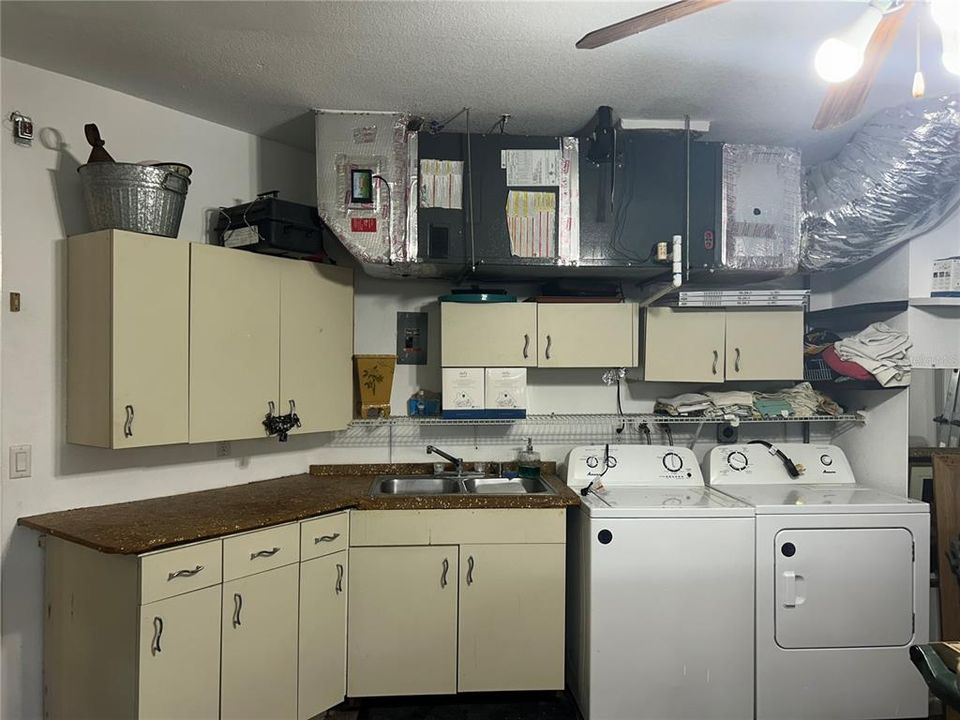 Laundry area in garage