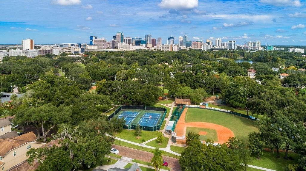 Walk to the playground, baseball fields and tennis courts at Delaney Park!