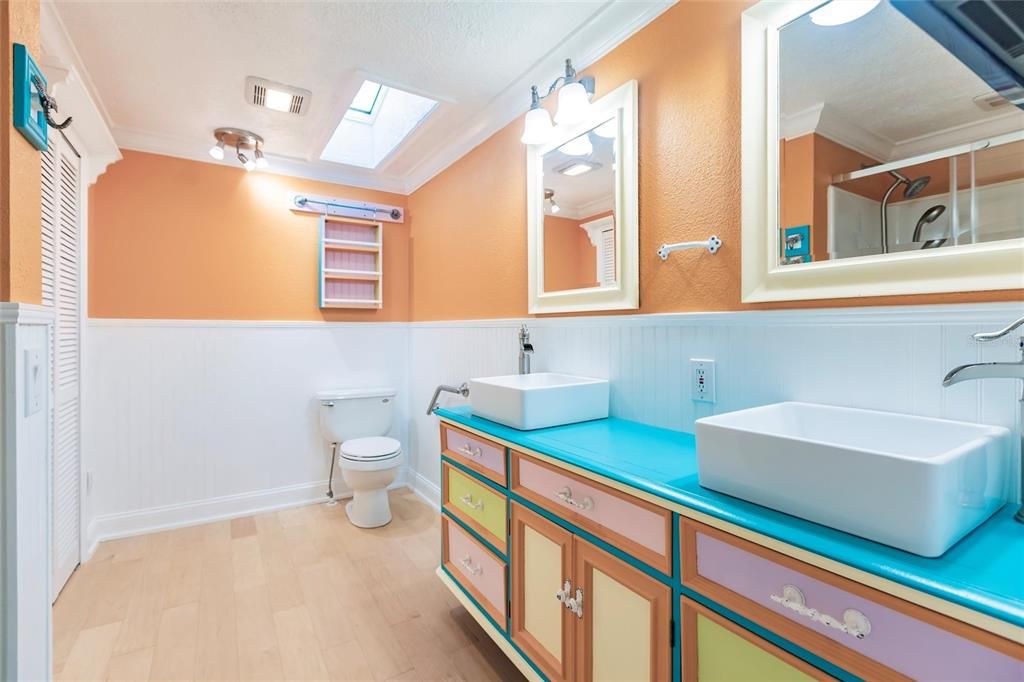 Master Bathroom, floating vanity and dual sinks