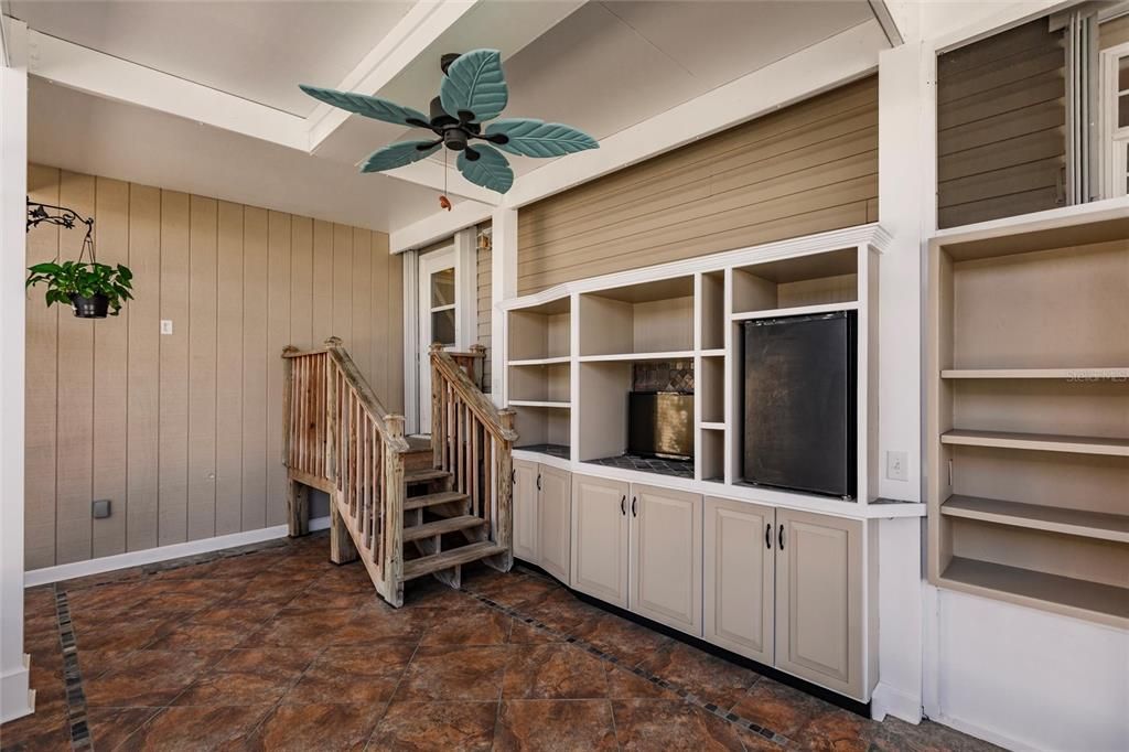 Lanai area with custom built wall unit