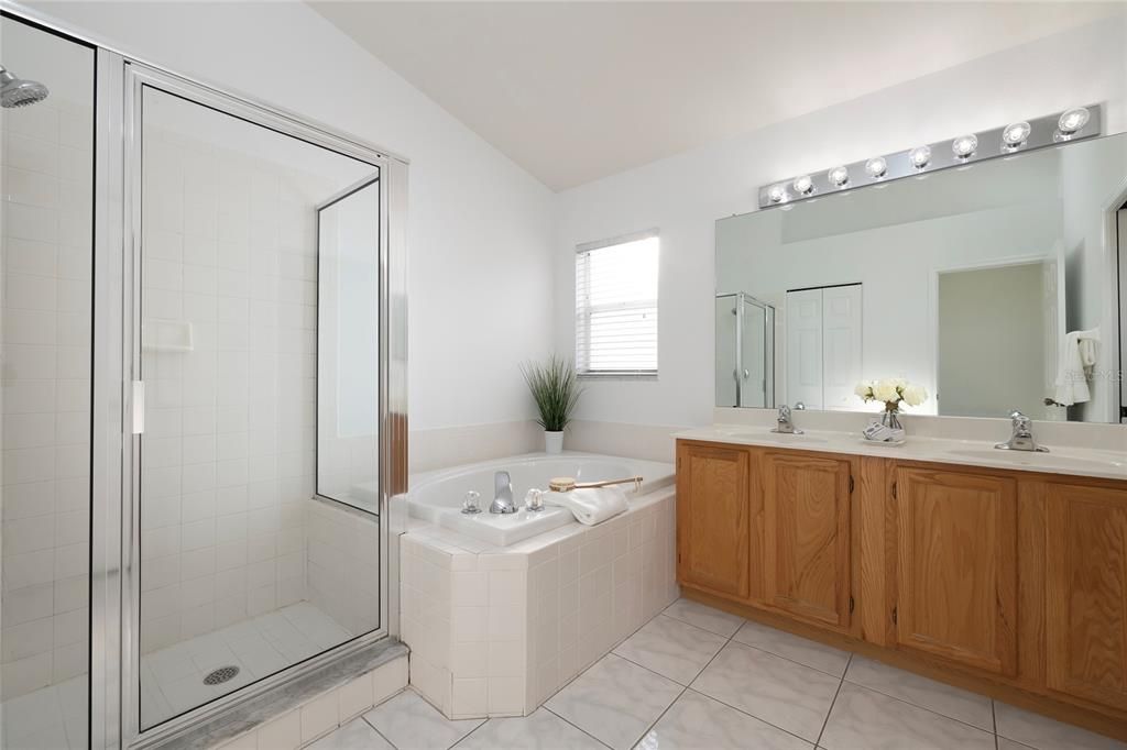 Primary bathroom with double sinks