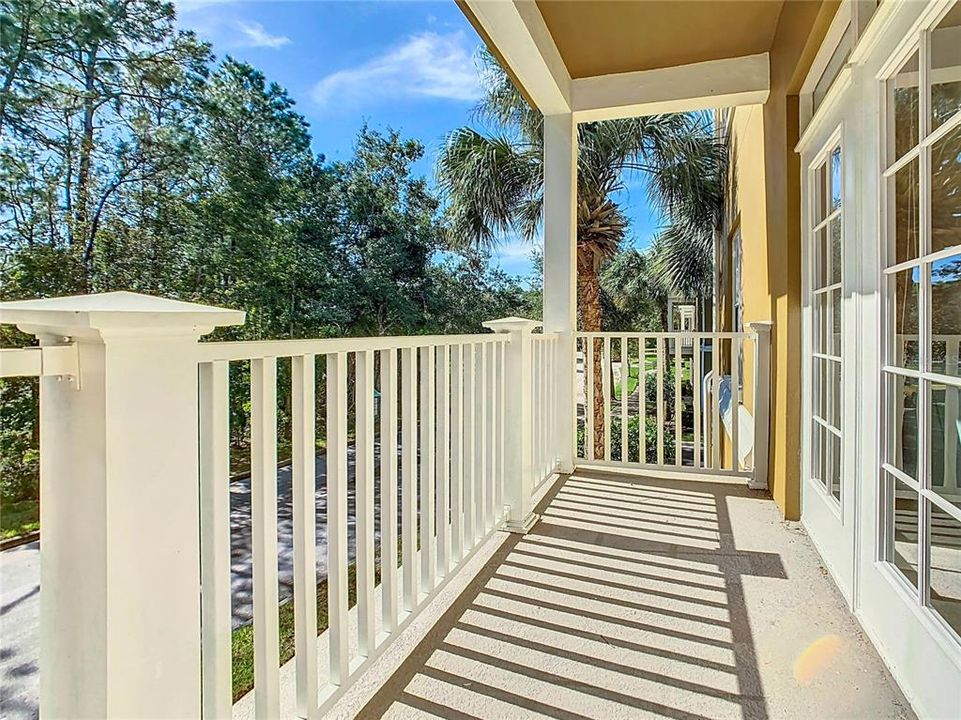 Terrace overlooking wooded area