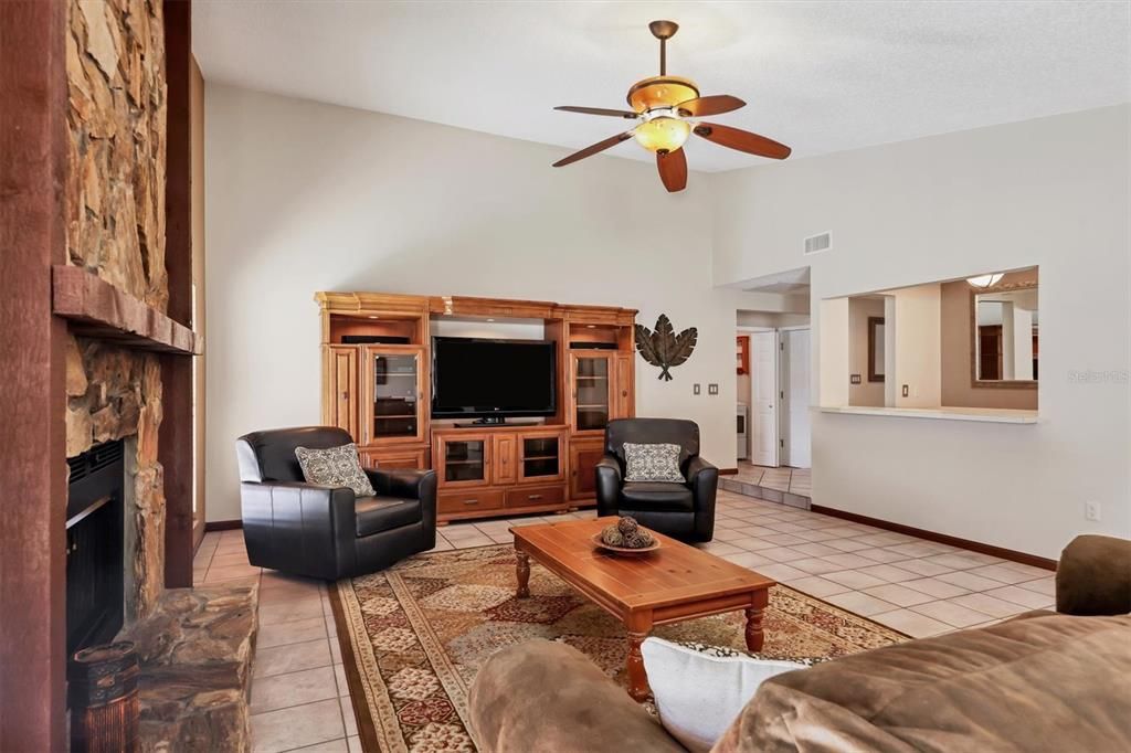 Living Room with Cathedral Ceilings