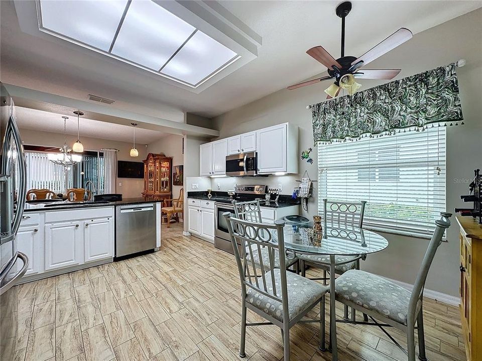 wood look tile floor in kitchen