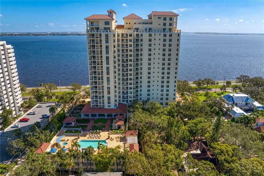 Rear view of the building with the resort pool featured