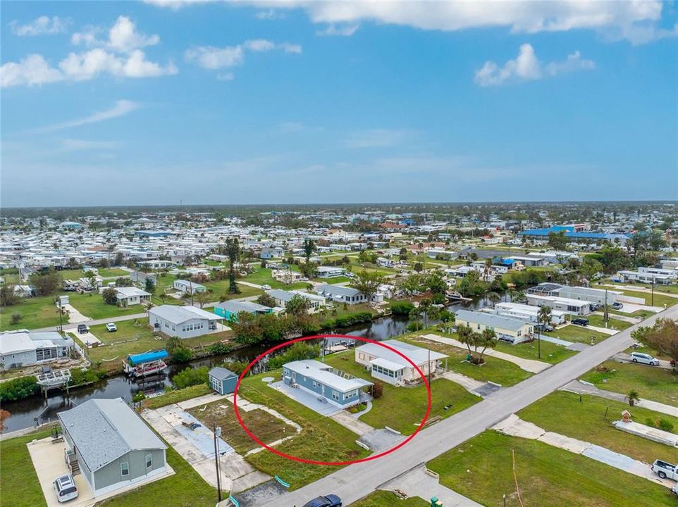 Aerial view 5 showing the canal that goes out to the Myakka River.