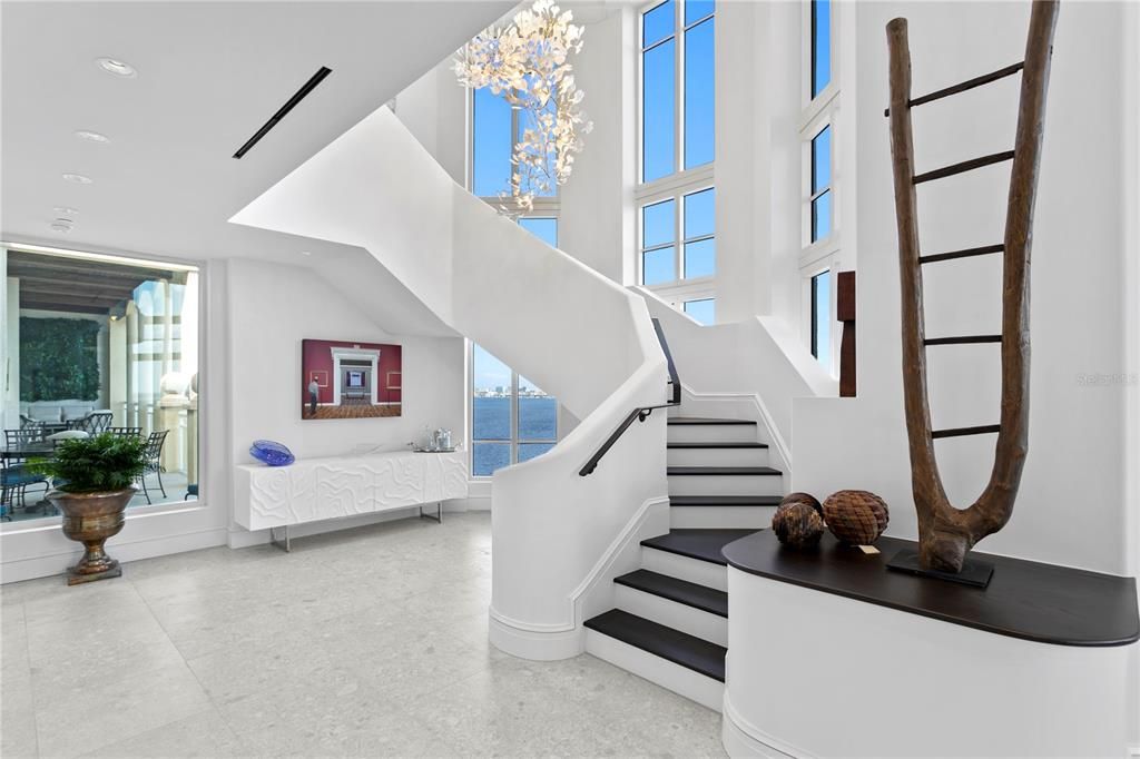 Grand staircase with fabulous chandelier