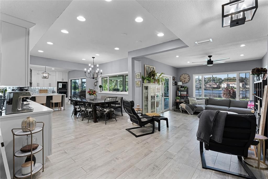 View of the living room and dinette area.