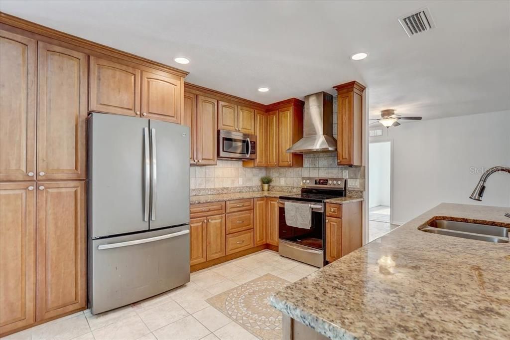 Kitchen with stainless steel appliances