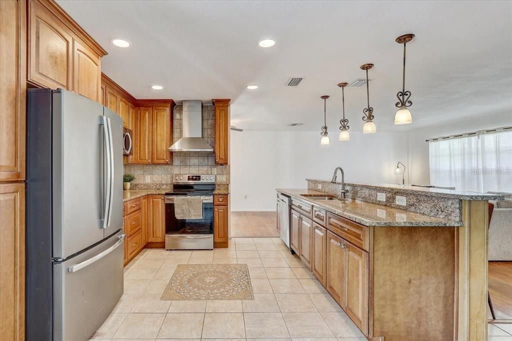 Kitchen with granite countertops