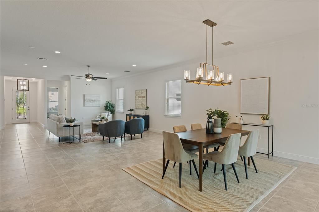 This home is light and bright with high ceilings and upgraded lighting fixtures