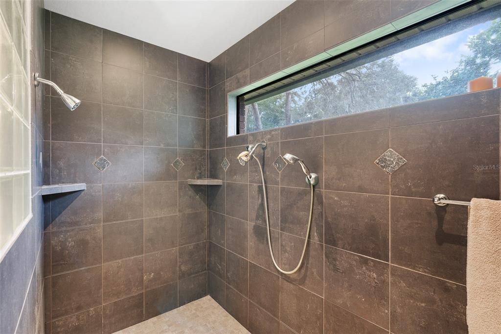 This huge walk in shower is to die for