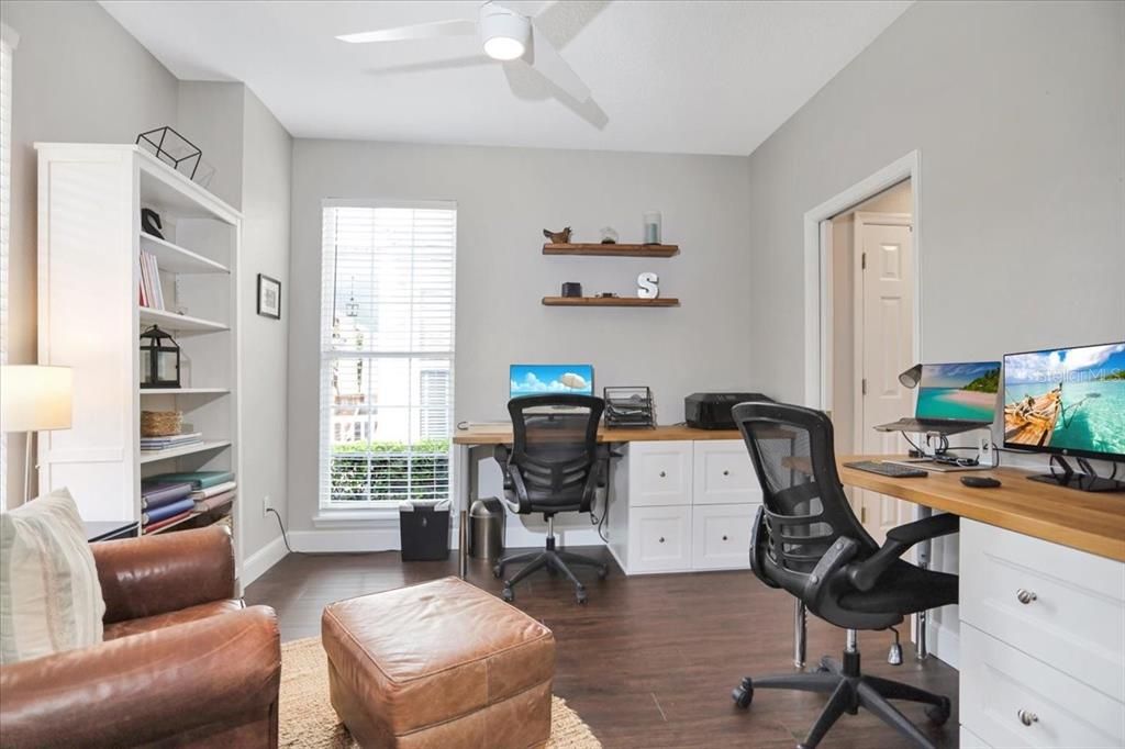 Dining room set up as an office space