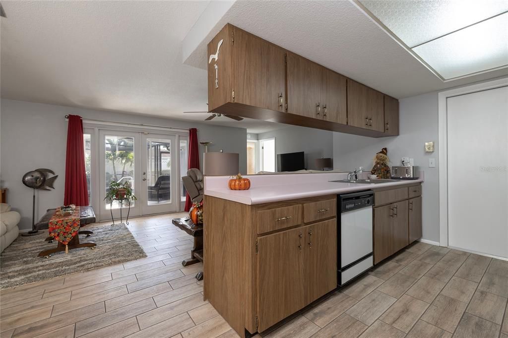 Kitchen overlooking the Living Room