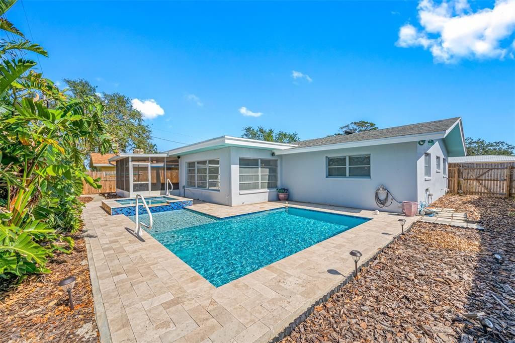 Heated Saltwater pool and sunbathe area