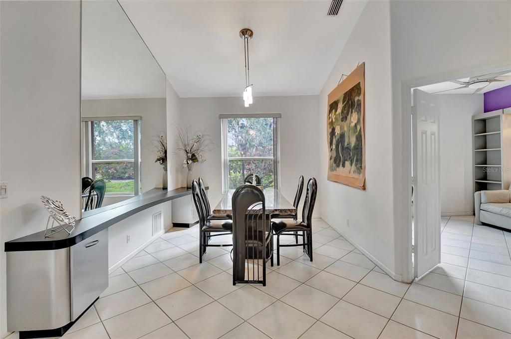 Dining room has built-in cabinetry