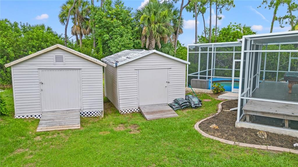 Two 10 X 20 sheds. Could be workshop.  Electric available in 1.