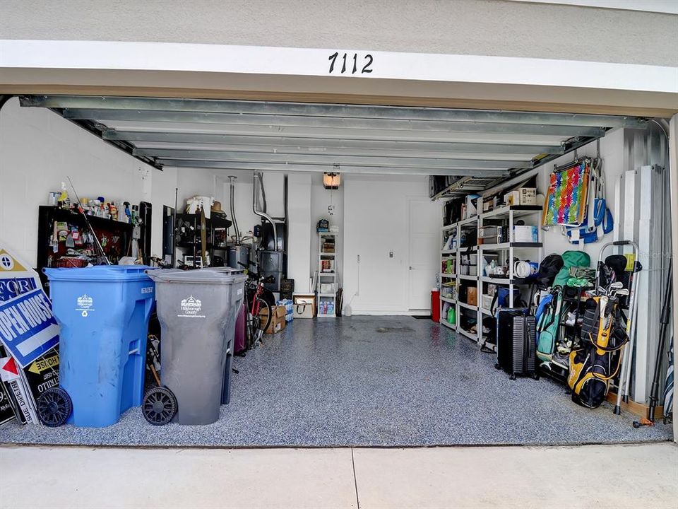 Lots of overhead storage in garage